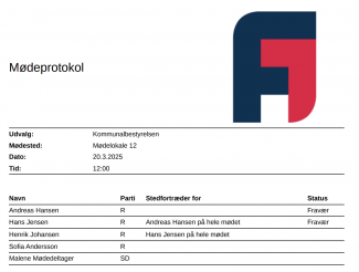Eksempel på mødeprotokol