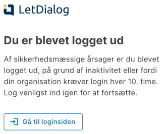 Skærmbillede af du er logget ud