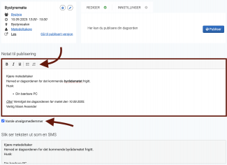 Skjermbilde av hvordan du formaterer e-postvarsler